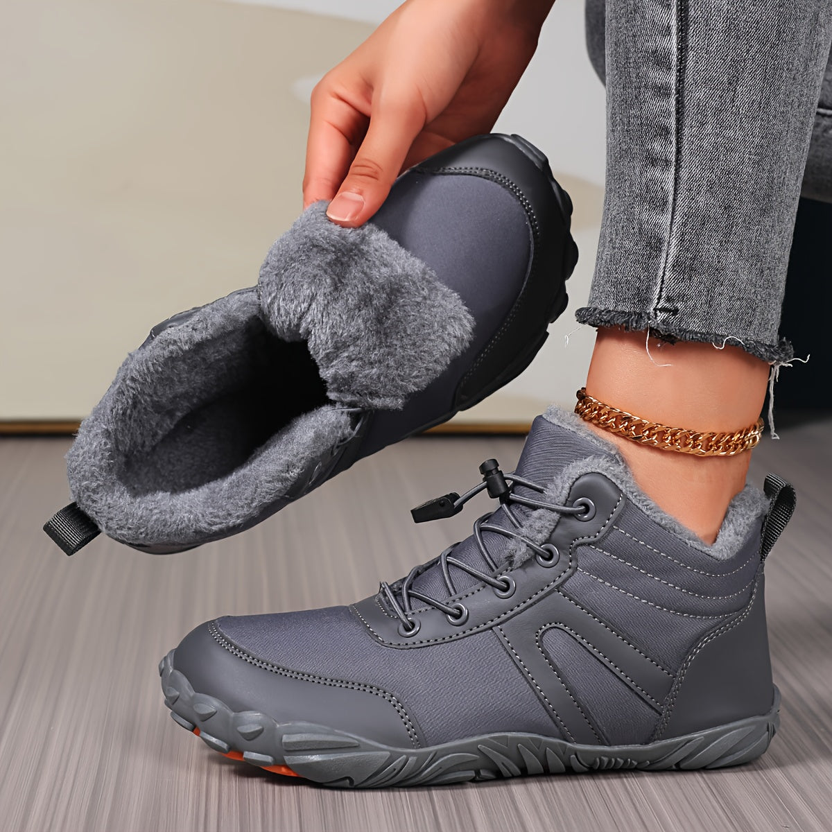 Lina – Warme Barfuß-Schneestiefel mit breiter Zehenbox
