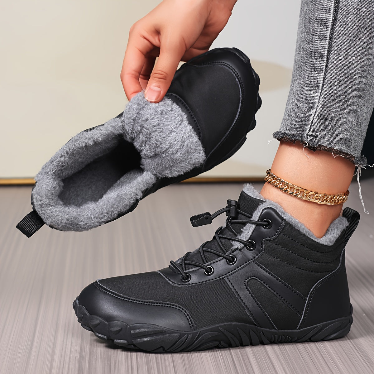 Lina – Warme Barfuß-Schneestiefel mit breiter Zehenbox