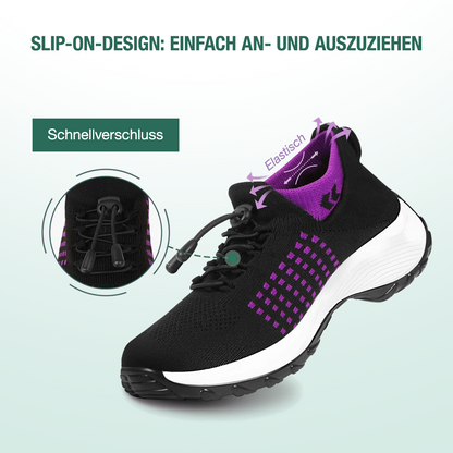 Helena – Komfortschuhe aus Strickstoff in Lila-Schwarz