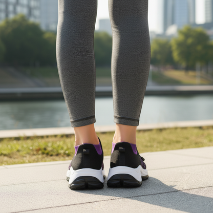 Helena – Komfortschuhe aus Strickstoff in Lila-Schwarz
